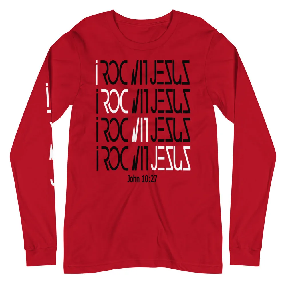 i ROC WIT JESUS Red Unisex Long Sleeve Tee