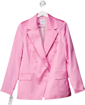 Lumina Pink Satin Double Breasted Blazer UK M