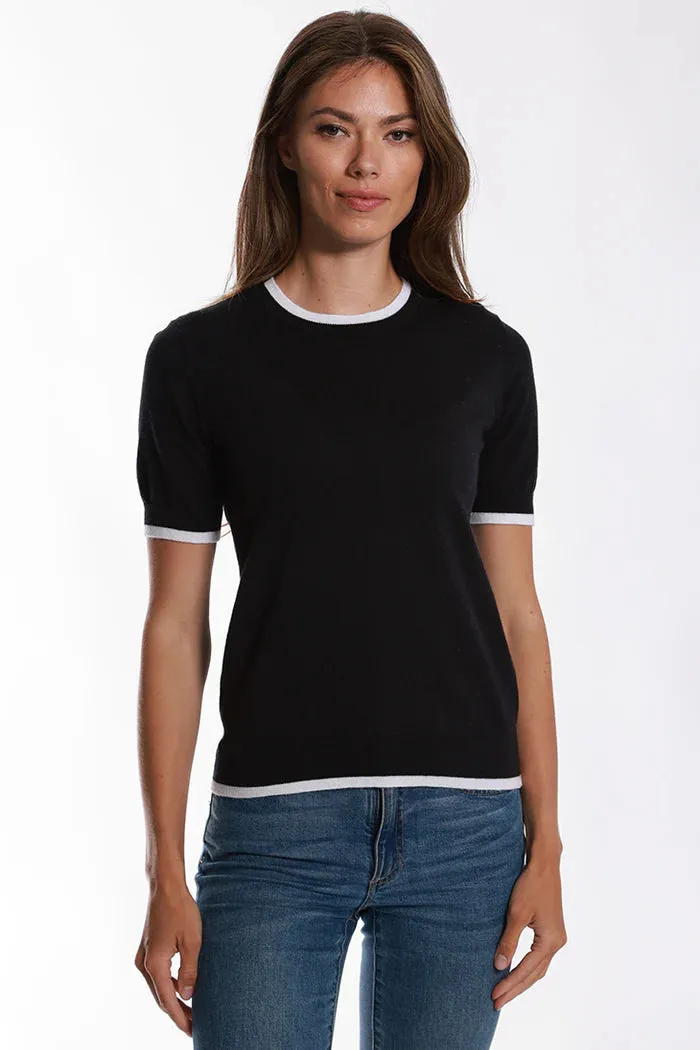 Minnie Rose Tipped Crew Neck Sweater