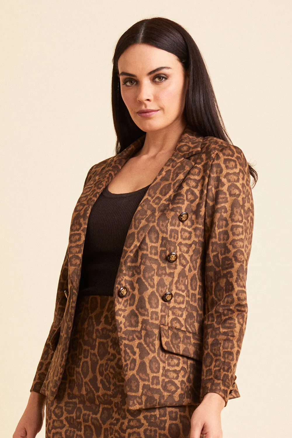 Steely 1 Button DB Jacket - Cheetah Print: FINAL SALE