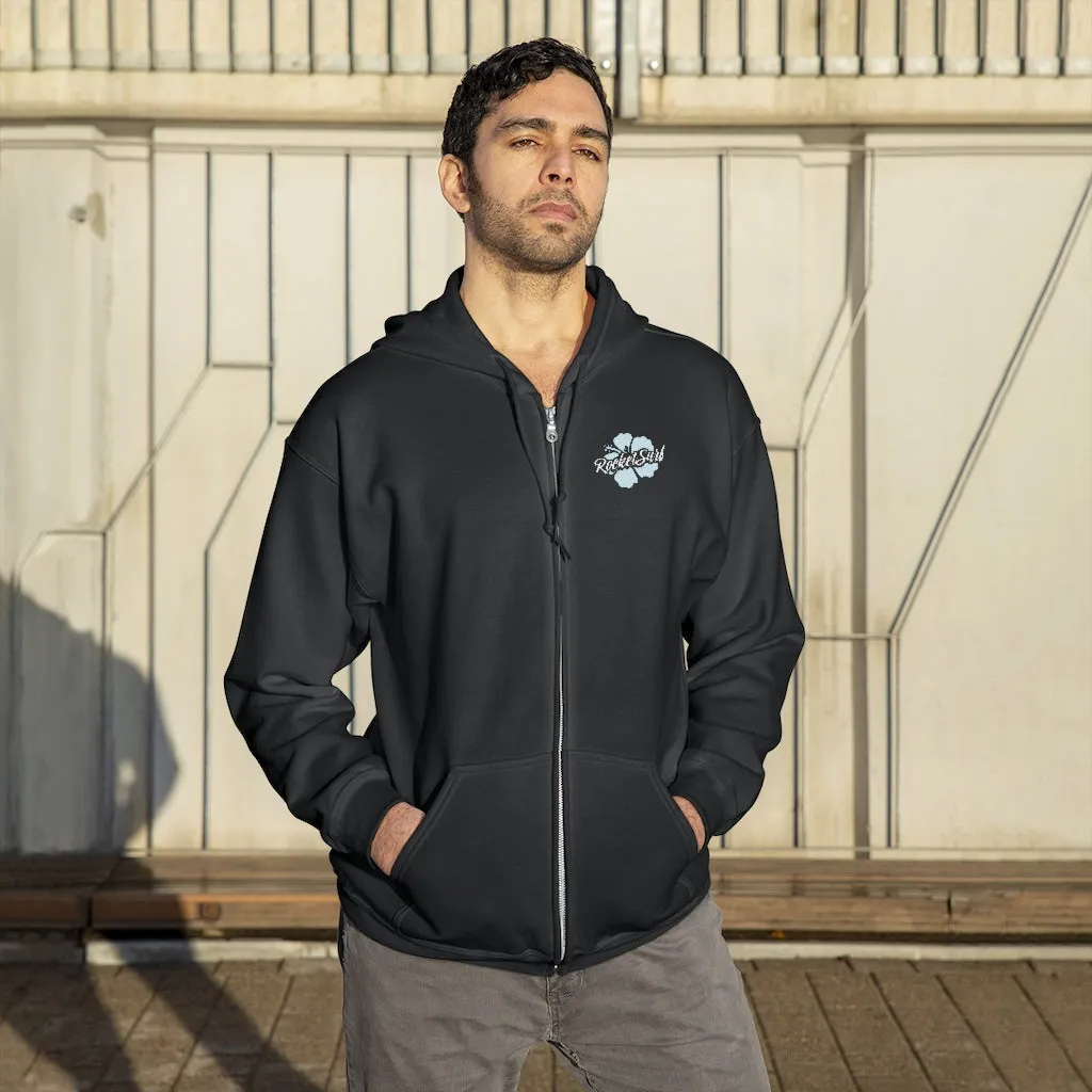 Unisex Zip Up Hoodie Blue Flower